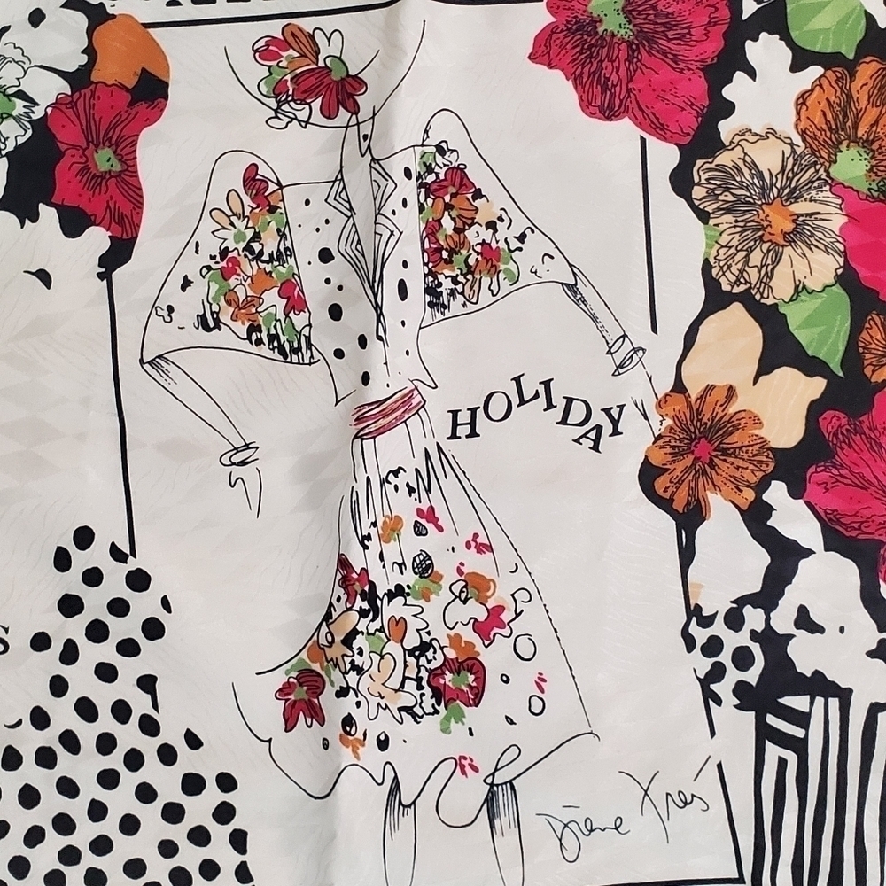 Diane Freis Vintage 1988 10th Anniversary Scarf - Picture 2 of 8